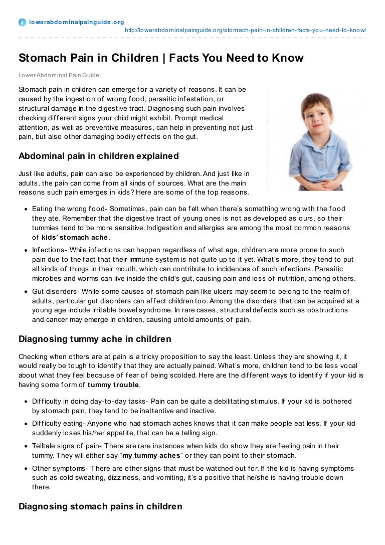 Abdominal pain in children of different ages Abdominal pain in children of different ages